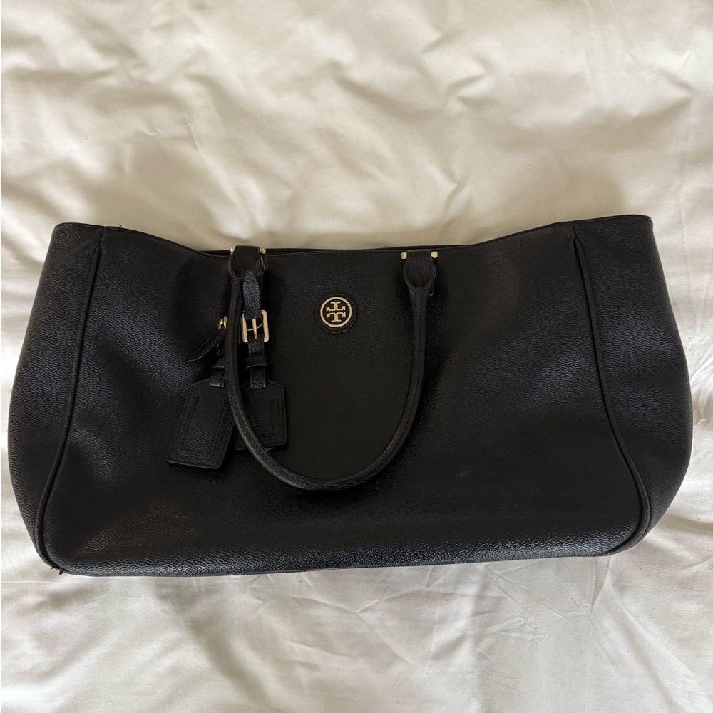 Tory Burch Black Leather Tote Bag